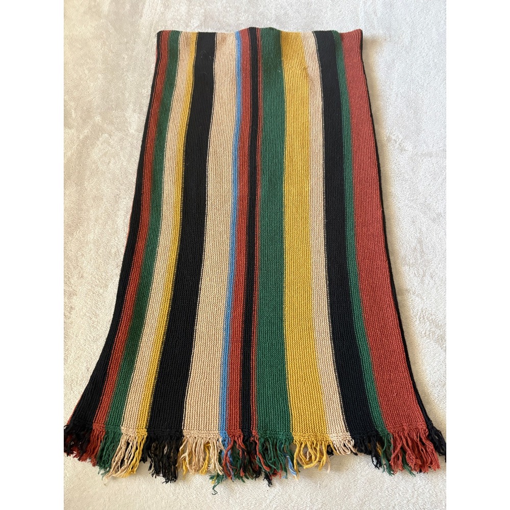GeeGee Striped Knit Skirt Colorful Boho Fringe Hem 1XL - Picture 5 of 5